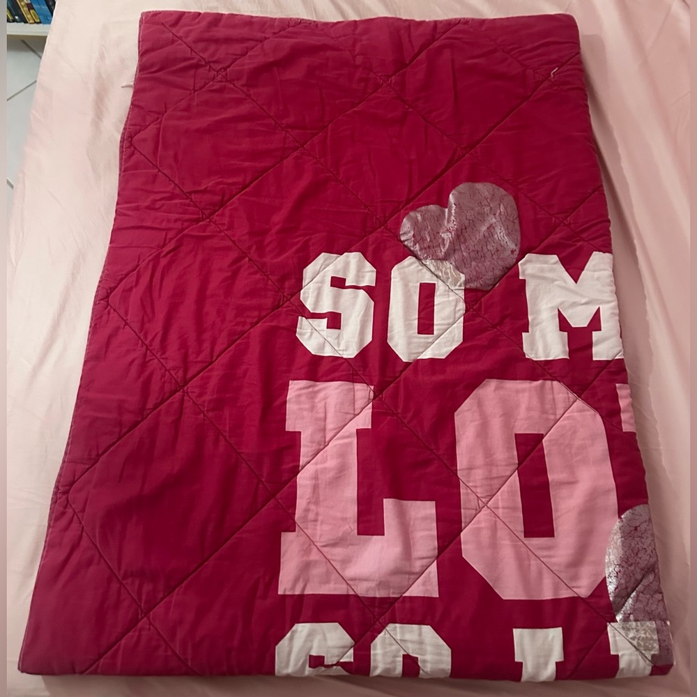 VINTAGE VICTORIA’S SECRET PINK “SO MUCH LOVE SO LITTLE TIME” QUILT - Picture 2 of 16